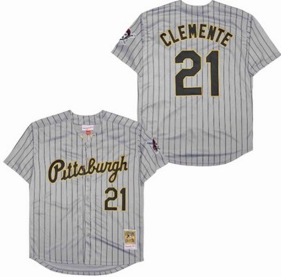 Men's Pittsburgh Pirates #21 Roberto Clemente Gray Throwback Jersey