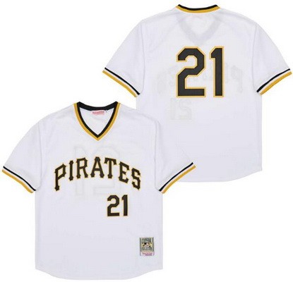 Men's Pittsburgh Pirates #21 Roberto Clemente White 1968 Throwback Jersey