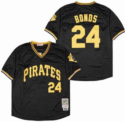 Men's Pittsburgh Pirates #24 Barry Bonds Black 1986 Throwback Jersey