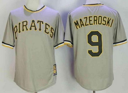 Men's Pittsburgh Pirates #9 Bill Mazeroski Gray Cooperstown Throwback Cool Base Jersey