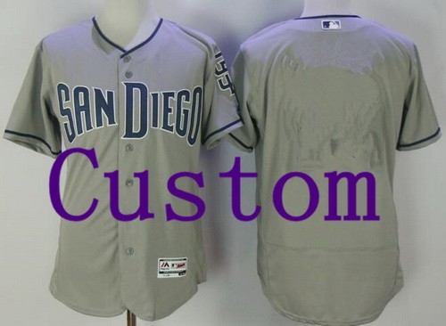 Men's  Women Youth San Diego Padres Customized Gray 2018 FlexBase Jersey