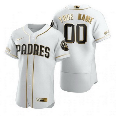 Men's  Women Youth San Diego Padres Customized White Gold 2020 FlexBase Jersey