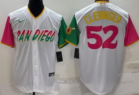 Men's San Diego Padres #52 Mike Clevinger White 2022 City Connect Cool Base Jersey