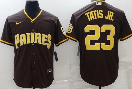 Men's San Diego Padres #23 Fernando Tatis Jr Brown 2022 Team Logo Cool Base Jersey