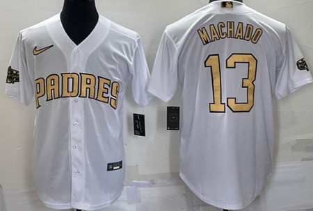 Men's San Diego Padres #13 Manny Machado White 2022 All Star Cool Base Jersey