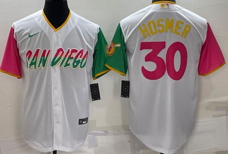 Men's San Diego Padres #30 Eric Hosmer White 2022 City Connect Cool Base Jersey