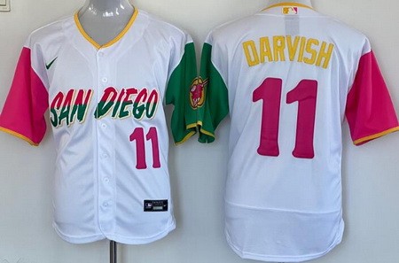 Men's San Diego Padres #11 Yu Darvish White 2022 City Connect Authentic Jersey