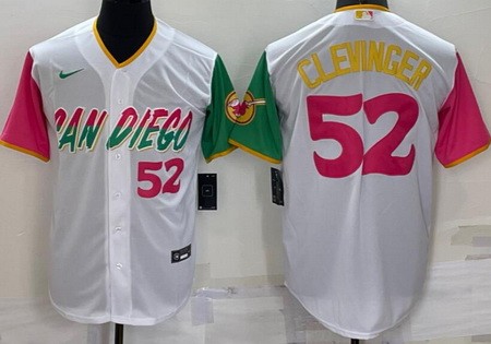 Men's San Diego Padres #52 Mike Clevinger White Player Number 2022 City Connect Cool Base Jersey