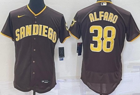 Men's San Diego Padres #38 Jorge Alfaro Brown Authentic Jersey
