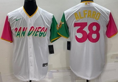 Men's San Diego Padres #38 Jorge Alfaro White 2022 City Connect Cool Base Jersey