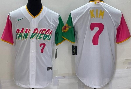 Men's San Diego Padres #7 Ha Seong Kim White Player Number 2022 City Connect Cool Base Jersey