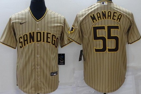 Men's San Diego Padres #55 Sean Manaea Khaki Team Logo Cool Base Jersey