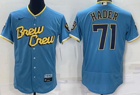 Men's Milwaukee Brewers #71 Josh Hader Powder Blue 2022 City Connect Authentic Jersey