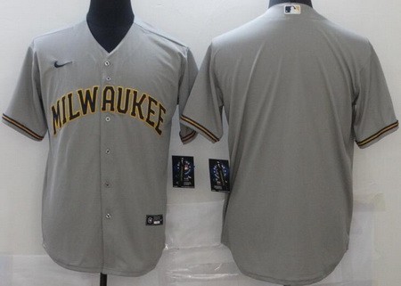 Men's Milwaukee Brewers Blank Gray Cool Base Jersey