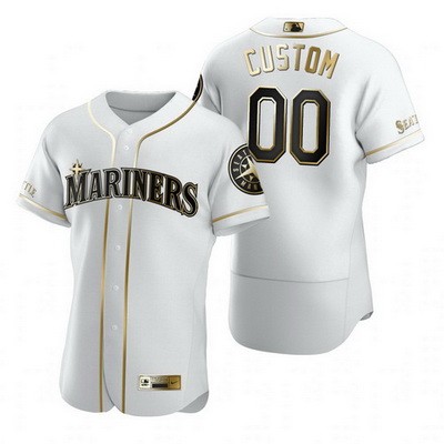 Men's  Women Youth Seattle Mariners Customized White Gold 2020 FlexBase Jersey