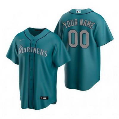 Men's Women Youth Seattle Mariners Customized Aqua Alternate 2020 Cool Base Jersey