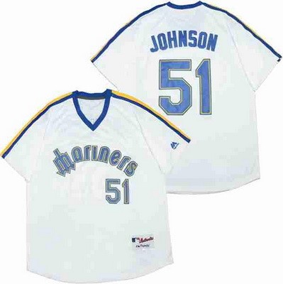 Men's Seattle Mariners #51 Randy Johnson White 1979 Turn Back The Clock Jersey