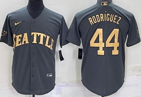 Men's Seattle Mariners #44 Julio Rodriguez Gray 2022 All Star Cool Base Jersey