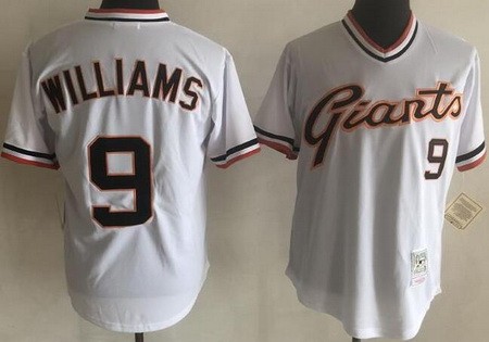Men's San Francisco Giants #9 Ted Willams White Throwback Jersey