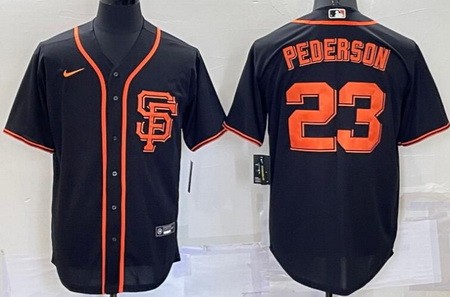 Men's San Francisco Giants #23 Joc Pederson Black Cool Base Jersey