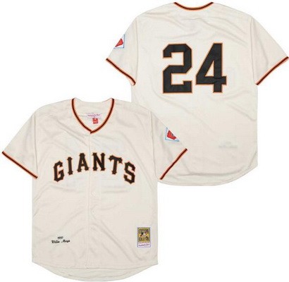 Men's San Francisco Giants #24 Willie Mays Cream 1951 Throwback Jersey