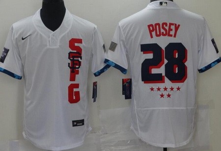 Men's San Francisco Giants #28 Buster Posey White 2021 All Star Authentic Jersey