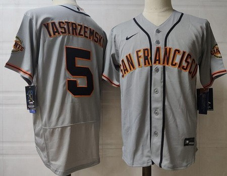 Men's San Francisco Giants #5 Mike Yastrzemski Gray Alternate Authentic Jersey
