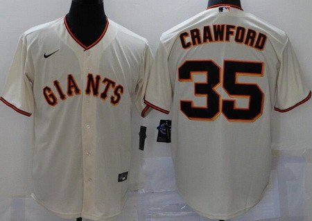 Men's San Francisco Giants #35 Brandon Crawford Cream Cool Base Jersey