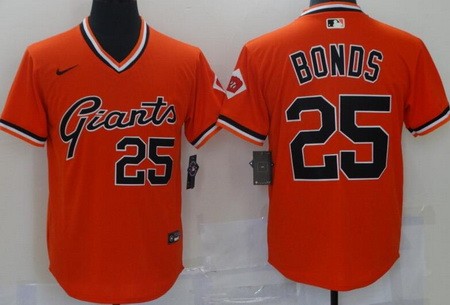 Men's San Francisco Giants #25 Barry Bonds Oragne Throwback Cool Base Jersey