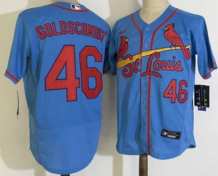 Men's St Louis Cardinals #46 Paul Goldschmidt Blue Authentic Jersey