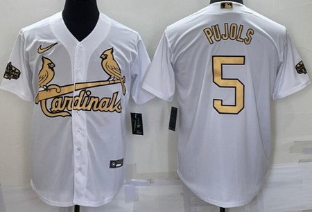 Men's St Louis Cardinals #5 Albert Pujols White 2022 All Star Cool Base Jersey