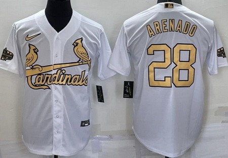 Men's St Louis Cardinals #28 Nolan Arenado White 2022 All Star Cool Base Jersey