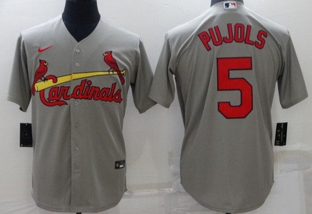 Men's St Louis Cardinals #5 Albert Pujols Gray Cool Base Jersey