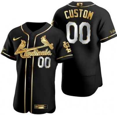 Men's Women Youth St Louis Cardinals Customized Black Gold Authentic Jersey
