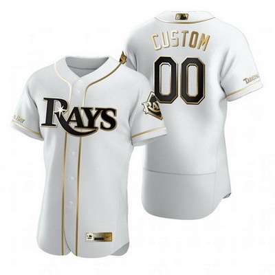 Men's Women Youth  Tampa Bay Rays CustomizedWhite Gold 2020 Cool Base Jersey