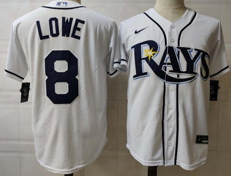 Men's Tampa Bay Rays #8 Brandon Lowe White 2020 Cool Base Jersey