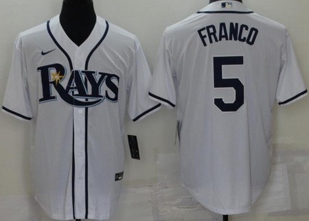 Men's Tampa Bay Rays #5 Wander Franco White Cool Base Jersey
