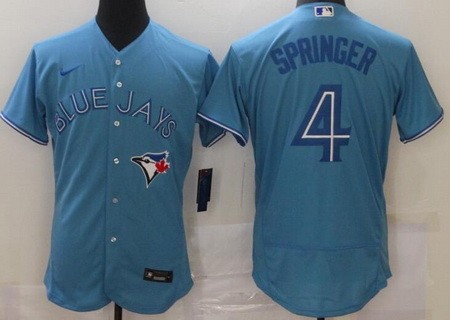Men's Toronto Blue Jays #4 George Springer Light Blue FlexBase Jersey