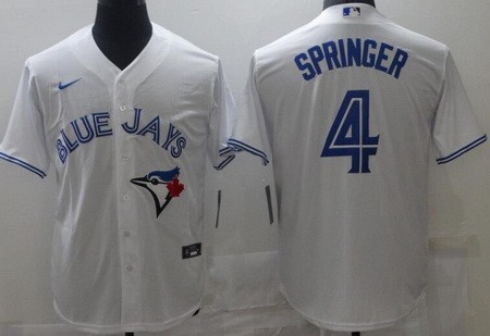 Men's Toronto Blue Jays #4 George Springer White Cool Base Jersey