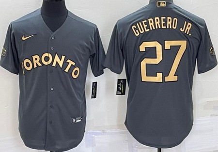 Men's Toronto Blue Jays #27 Vladimir Guerrero Jr Gray 2022 All Star Cool Base Jersey