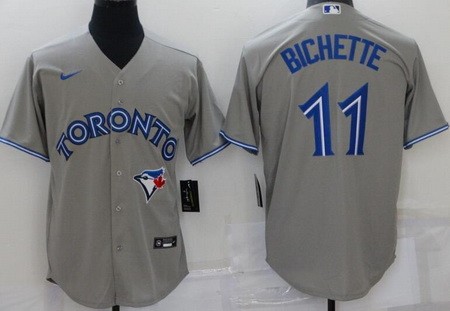 Men's Toronto Blue Jays #11 Bo Bichette Gray Cool Base Jersey