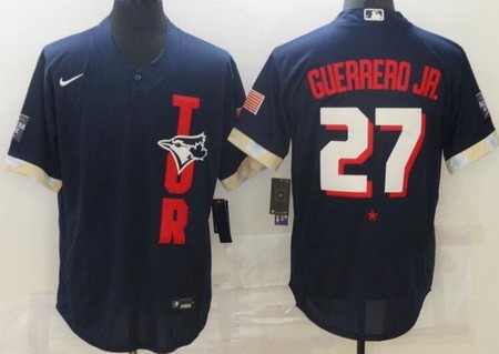 Men's Toronto Blue Jays #27 Vladimir Guerrero Jr Navy 2021 All Star Authentic Jersey