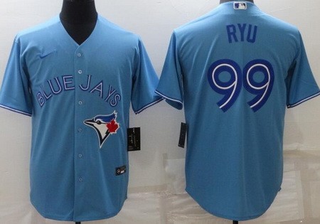 Men's Toronto Blue Jays #99 Hyun Jin Ryu Light Blue Cool Base Jersey
