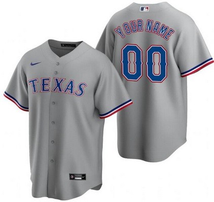 Men's Women Youth Texas Rangers Customized Gray Nike Cool Base Jersey