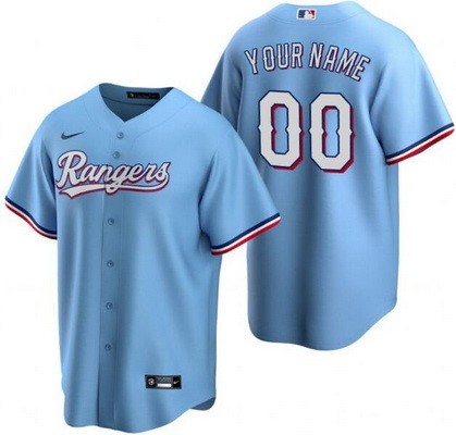Men's Women Youth Texas Rangers Customized Light Blue Cool Base Jersey