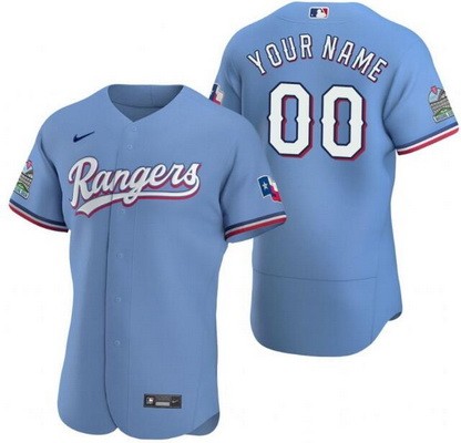 Men's Women Youth Texas Rangers Customized Light Blue 2020 Inaugural Season Authentic Jersey