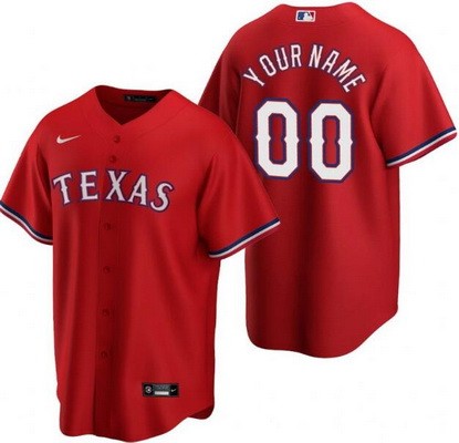 Men's Women Youth Texas Rangers Customized Red Nike Cool Base Jersey