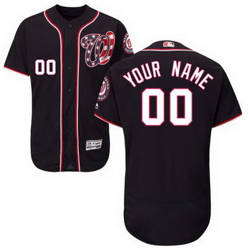Men's Women Youth Washington Nationals Customized Navy Blue FlexBase Jersey