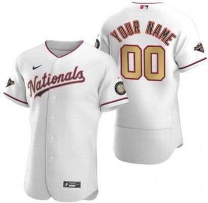 Men's Women Youth Washington Nationals Customized White 2020 Gold Program Authentic Jersey