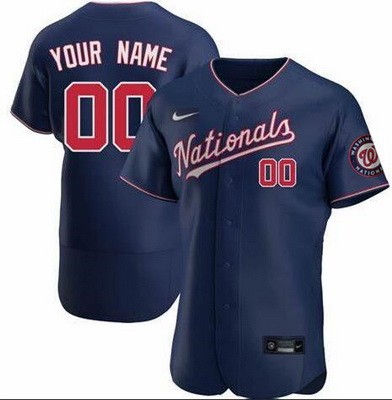 Men's Women Youth Washington Nationals Customized Navy Alternate Authentic Jersey